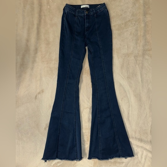 VERVET Women's Flared Jeans - Dark Blue - Picture 1 of 5